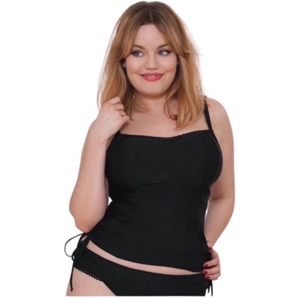 Curvy Kate Jetty Balcony Tankini Top - Black size 36D NWT!